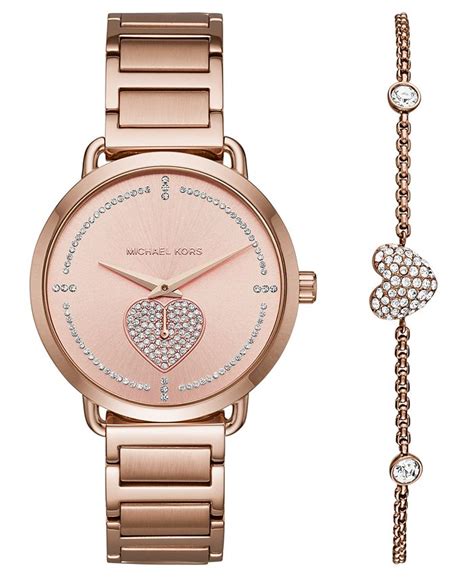 portia rose gold michael kors bands|Michael Kors Portia Rose Gold Tone Watch and Bracelet Set.